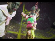 Shibari master class - Rigger Lily Lu suspend two rope bunnys the same time in ropes and explain every step with Anuskatzz 13/16