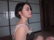 The husband could not resist and cheated with the housemaid with natural boobs, leaking home video 2/16