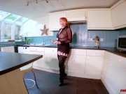 Big titty redhead wife shoves a big dildo deep into her cunt 1/16