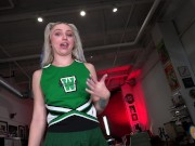 Cheer leader Britt Blair jerks off her Cheer Coach in the point of view hand job video called Coach Has a Boner! 10/16