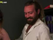 CFNM femdom group BJ and HJ in library 4/16