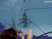 Hottest euro babes alone and naked in the outdoor pool filming each other 2/16