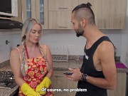 My boss's son seduces me and his father surprises us fucking in the kitchen Kourtney Love 4/16