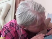 granny gives a good footjob and gets hairy pussy fucked by her big dick toyboy 2/16