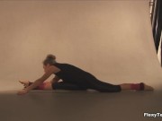 Pizdaletova stretches her arms and legs and shows her tight pussy in process 8/16