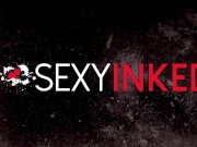 Tattooed brunette shows off her ink 1/16