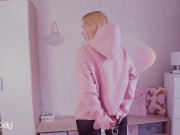 Silly step sis wants to go for a walk with a butt plug on leash, but gets anal fuck instead. 2/16