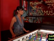 Femdoms 3way fucking guy with bottle 1/16