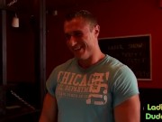 Femdoms 3way fucking guy with bottle 4/16