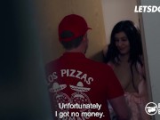 Busty German Babe July Johnson Sucks Pizza Guy's Fat Cock Then Rides Him Good - LETSDOEIT 1/16