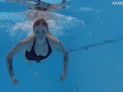 Blonde tattooed tight petite babe Mimi Cica swims clothes free 6/16