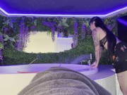 Sexy brunette babe with big boobs wearing no panties in the bathroom 14/16