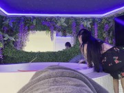 Sexy brunette babe with big boobs wearing no panties in the bathroom 4/16