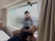 旦那に黙ってお泊まりしてそのまま丸見えのガラスでセックスする人妻 4/16