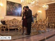 A blonde and a brunette share 2 men 1/16