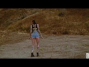 Inked sexy desert bound sub awaits earthly domination pleasure and flogging then rims her powerful doms ass 4/16