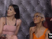 SPH femdoms jerking guy in CFNM group 3/16