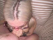 HIS CUM ON MY NEW GLASSES 14/16