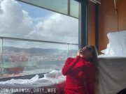 A beauty in a red dress gave herself to a stranger and swallowed all his sperm! 16/16