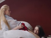 WOWGIRLS Hot Eastern European models Nancy A, Nelya and Leah passionately fucking on the bed 3/16