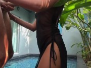 The college girl gave herself in the villa in the anal and pussy in the pool 10/16