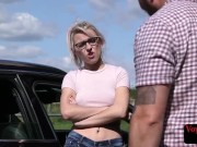 Voyeur babe watching BF jerking outdoor 6/16