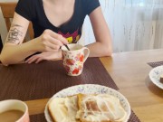 [ENG SUB]I had breakfast with my stepbrother's dick while my Dad doesn't see 1/16