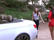 Raunchy Exhibicionist Lesbians Aspen Rae & Shae Snow Fucking On The Road! 1/16