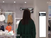 There are people behind the wall, and this naughty bitch sucks me | BLOWJOB IN STORE Fitting Room 1/16