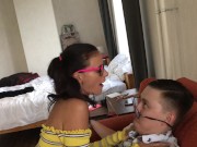 a hot nymphomaniac girl invited a classmate to visit and fucked him at home 2/16