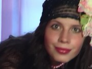 Costumed Coed Anoushka Lets Us See Her Teen Tits Through That Blouse! 15/16