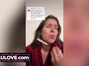 Babe spreading gaping fertile pussy with EXTREME closeups & impregnation JOI plus behind the scenes bloopers - Lelu Love 8/16