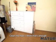 MATURE4K. Mature maid with short haircut is carnal with man before leaving 3/16