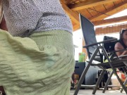 Short Skirt Miniskirt wearing No Underwear Tight Pussy Bare Ass Hot Girls gather for Teasing Outdoor Party to Tease and Show 10/16