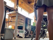 Short Skirt Miniskirt wearing No Underwear Tight Pussy Bare Ass Hot Girls gather for Teasing Outdoor Party to Tease and Show 15/16