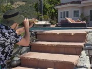 Sexy Petite Blonde Summer Vixen Catches Her Secret Voyeur So He Licks Her Pussy Before She Rides His Cock 5/16