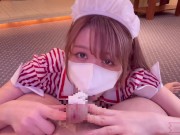 【中出しし放題】激かわウェイトレスのおまんこに生クリームをつけて舐め放題サービス❤中出しオプション付き 7/16