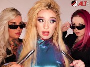 Three busty tattooed lesbian ladies get frisky!