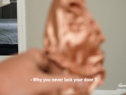 Step Mom caught Step Son jerking off with her panties and help him to cum quick 9/16