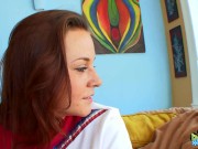 older gent gets a cock sucking from cheerer Talia Palmer 12/16