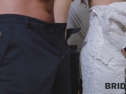 BRIDE4K. Man fucks hot Serina Gomez shaved pussy while guests are waiting for them 11/16