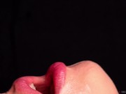 CLOSE UP: Tongue and Lips BLOWJOB! BEST Mouth for Your CUM! Frenulum Licking ASMR! CUMSHOT in MOUTH 16/16