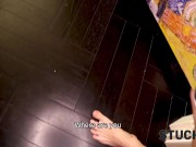 STUCK4K. Grey-haired man grabs GF ponytail and fucks from behind 4/16