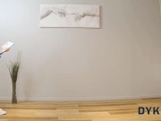 DYKE4K. Beautiful office workers use dildo and pussy licking for a lunch break 2/16