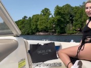 riski sea outdoor creampie for blonde in sexy lingerie by Undressme 3/16