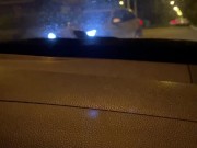 Hot brunette sucks friend's dick outside car in public after party 13/16