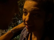 Hot brunette sucks friend's dick outside car in public after party 2/16