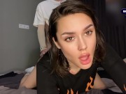 Hot student gives blowjob and rides cock as she was taught in college dorm 9/16