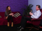 Busty voyeur MILF seduces guy to cum 4/16