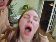 PIE4K. He fucks wet holes of two slender chicks in all available positions 16/16